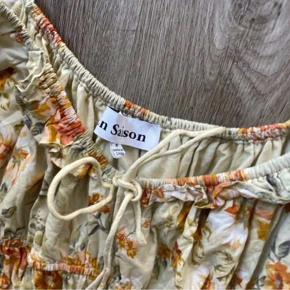 En Saison Floral Mini Dress - Cream and Orange - Picture 3 of 3